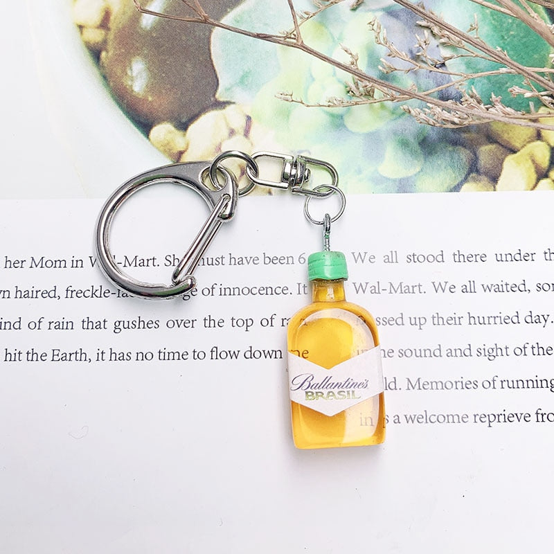 Wine Bottle Keychain Resin Simulation Mini Beer Cocktail Men Women Boyfriend Key Chain Alcohol Lovers Father's Day Gift - Charlie Dolly