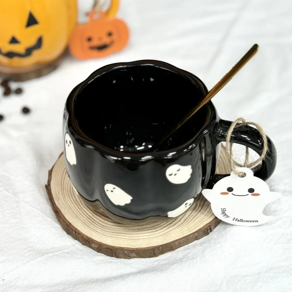 1pc 360ml Halloween Ceramic Mugs Pumpkin Ghost Ceramic Water Cup Novelty Milk Tea Mug Coffee Cup Halloween Decoration Gifts - Charlie Dolly