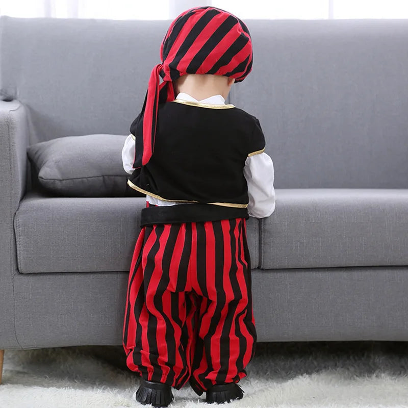 Cosplay Red Knight Pirate Captain Suit Kids Baby Jumpsuits Romper Halloween Costume Fancy Dress party Anime Stage Show Props - Charlie Dolly