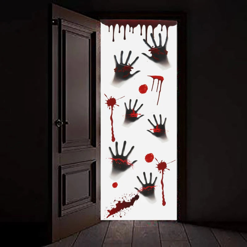 Horror Bloodstain Wall Sticker Handprint Footprint Blood Skull Window Sticker Halloween Decoration 2024 Halloween Scary Sticker - Charlie Dolly