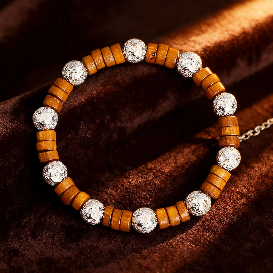 Natural Stone & Wood Bead Boho Protection Bracelet, Handmade Grounding Talisman