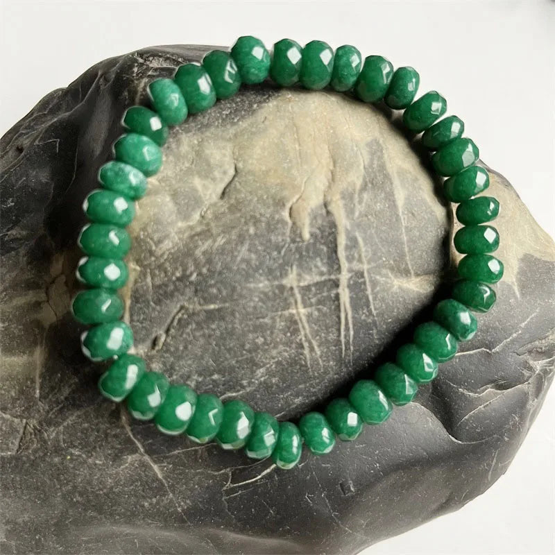 Rare 5*8MM Faceted Red Ruby Green Emerald Bracelet Vintage Natural Stone Jewelry Elegant Exquisite Beaded Hand Chain Women Boho