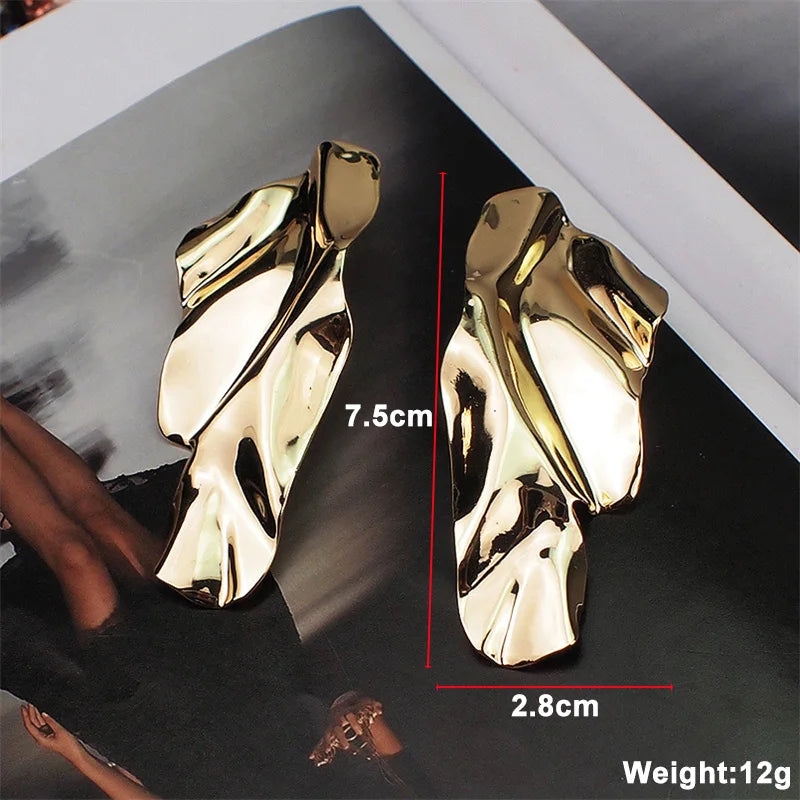 New Exaggerated Twist Metal Dangle Earrings for Women Gold Color Punk Fashion Female Hanging Earrings Boho Geometry Ear Jewelry