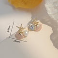 Starfish Shell Stud Earrings for Women Small Cute Earrings with Imitation Pearl Fashion Banquet Wedding Jewelry - Charlie Dolly