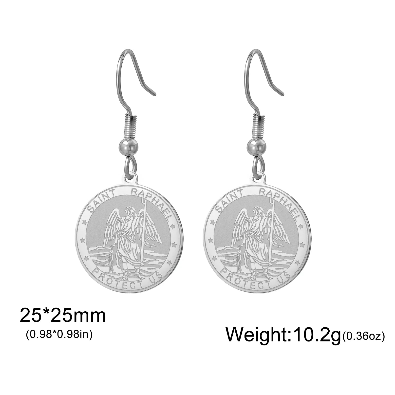 LIKGREAT Archangel Raphael Earrings for Women Spiritual Gift or Protection Healing Travel Safe Jewelry Stainless Steel Accessory