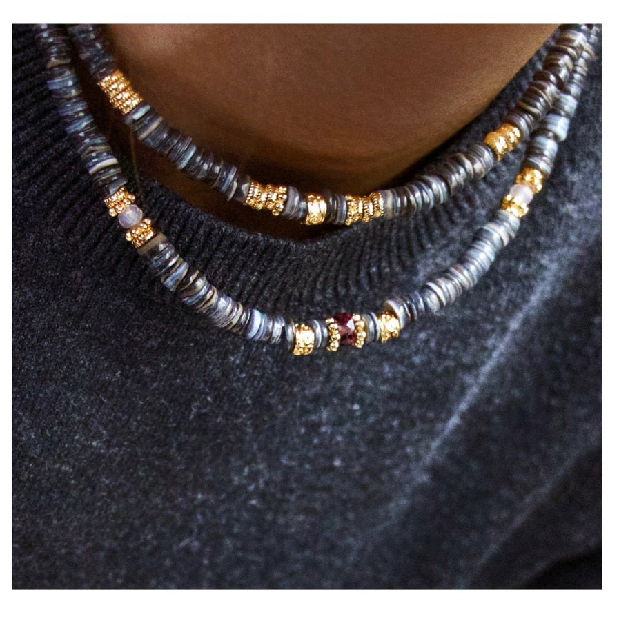 Retro Classic Natural Shell Blue Turquoise Mix and Match Necklace 2022 Summer Trendy Simple Beach Travel Vacation Neck Accessory - Charlie Dolly