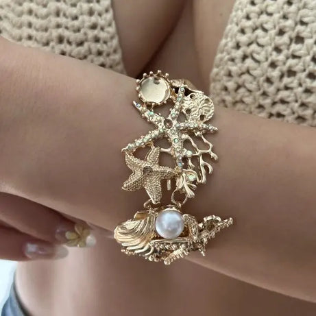 Exaggerated Coral, Starfish and Scallop Ocean Necklace, Bracelet or Earring