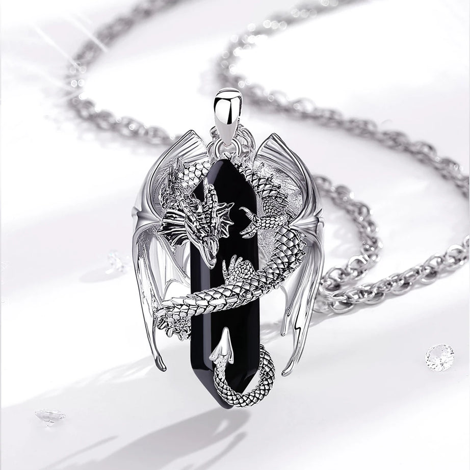 Dragon Obsidian Hexagonal Prism Necklace