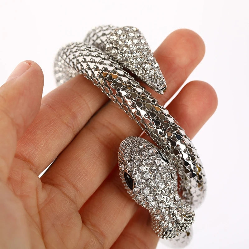 Snake Choker Necklace Retro Adjustable Snake Shape Collar Necklace Curved Design for Rhinestone Halloween Jewelry for Wo - Charlie Dolly