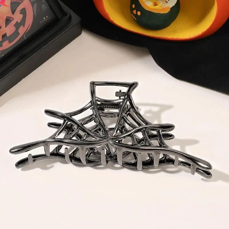 New 2023 Halloween Spider Skeleton Hair Claw Clips for Women Jewelry Accessories Black Silver Gold Large Barrette Party Headwear - Charlie Dolly