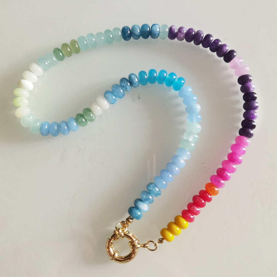 natural stone beaded Kunzite gold-plated bead collar freshwater accents large baroque pearl focal Hook fastening necklace women - Charlie Dolly