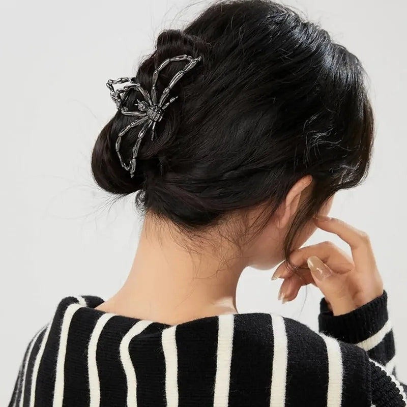 New 2023 Halloween Spider Skeleton Hair Claw Clips for Women Jewelry Accessories Black Silver Gold Large Barrette Party Headwear - Charlie Dolly