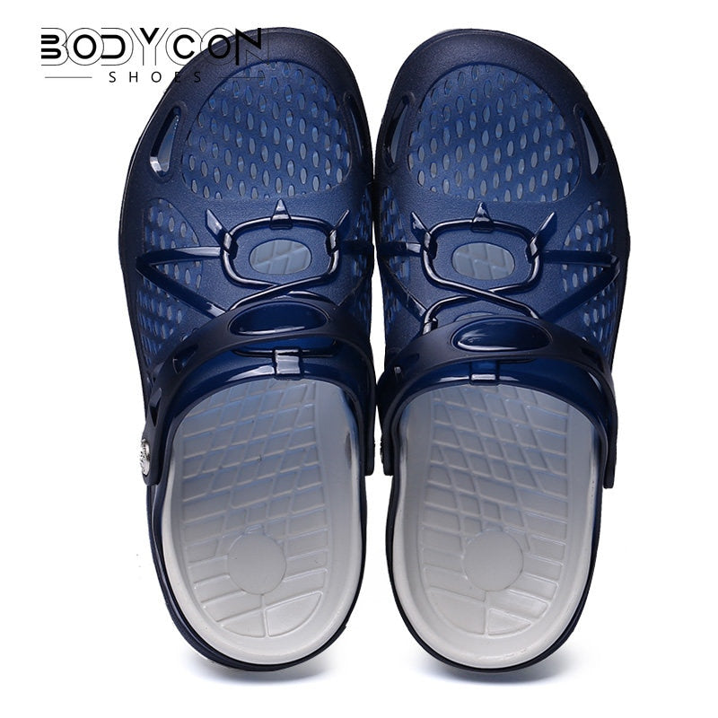 Summer Men Hollow Casual Breathable Slippers Outdoor Sports Beach Shoes Garden Light Weight EVA Double Color Jelly Flip Sandals - Charlie Dolly