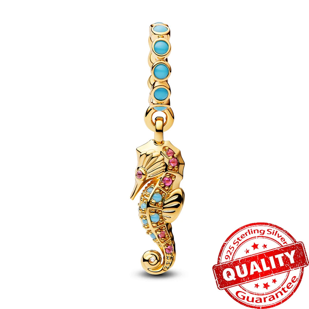 High Quality 925 Sterling Silver Lotus Coral Seahorse Love Cube Fortune Bag Pendant Fit DIY Bracelet Necklace Wedding Party Gift