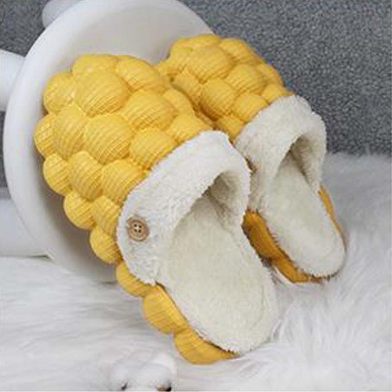 Luxury Women Cotton Bubbles Balls Slippers Bubble Slides Winter Warm Massage Slippers Bubble Shoes Lychee Slippers - Charlie Dolly