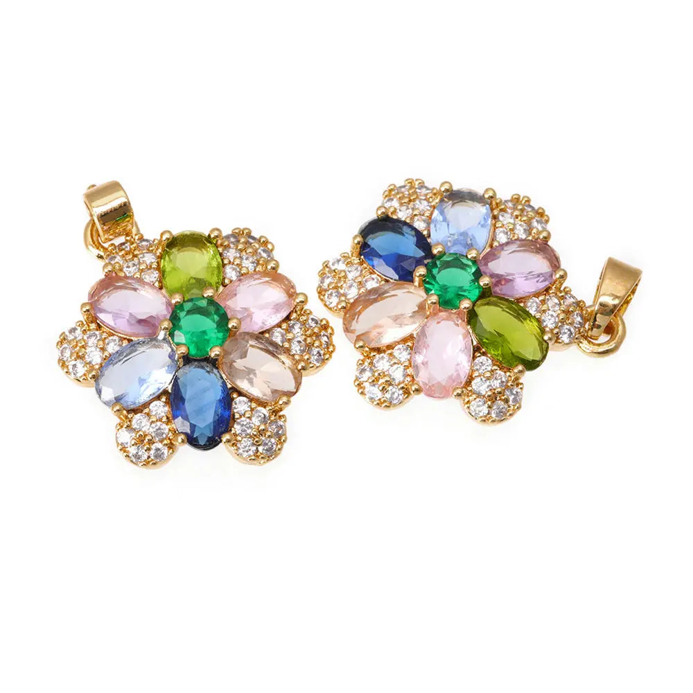 18K Gold Color Brass and Zircon Lotus Flower Necklaces Charms Pendants High Quality Diy Jewelry Accessories Making Supplies