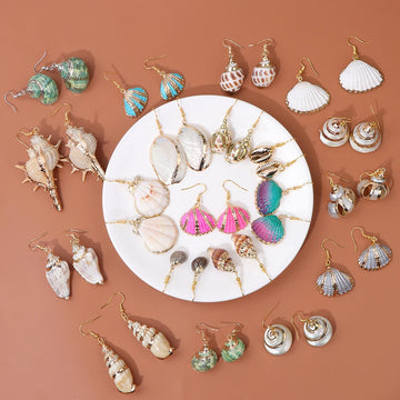 New In Natural Shell Sea Scallop Drop Earrings Boho Shell Drop Earrings for Women Femal Sea Beach Earrings Summer Jewelry Gifts