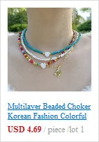 Natural Shell Beads Necklace Korean Fashion Heart Boho Polymer Clay Choker Colorful Pendant Summer Neck  Handmade Female Jewelry