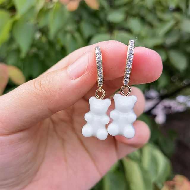 Cute Acrylic Candy Gummy Bear Dangle Earrings for Women Rainbow Bear CZ Hoop Earrings 2022 Korean Fashion Sweet Girl Jewelry - Charlie Dolly