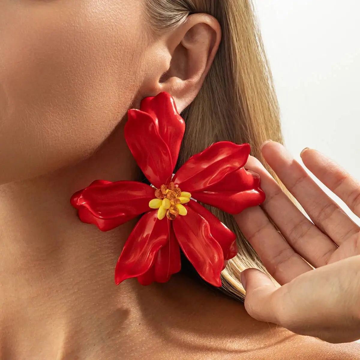 Ingemark Boho Large Petal Flower Drop Earrings for Women 2026 New Trend Exaggerated Pierced Earrings Y2K Daily Party Jewelry