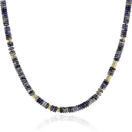 Colorful Boho Natural Stone Surfer Beach Choker 6mm Beaded Gemstone Necklace for Women 14K Gold Plated Handmade Jewelry - Charlie Dolly