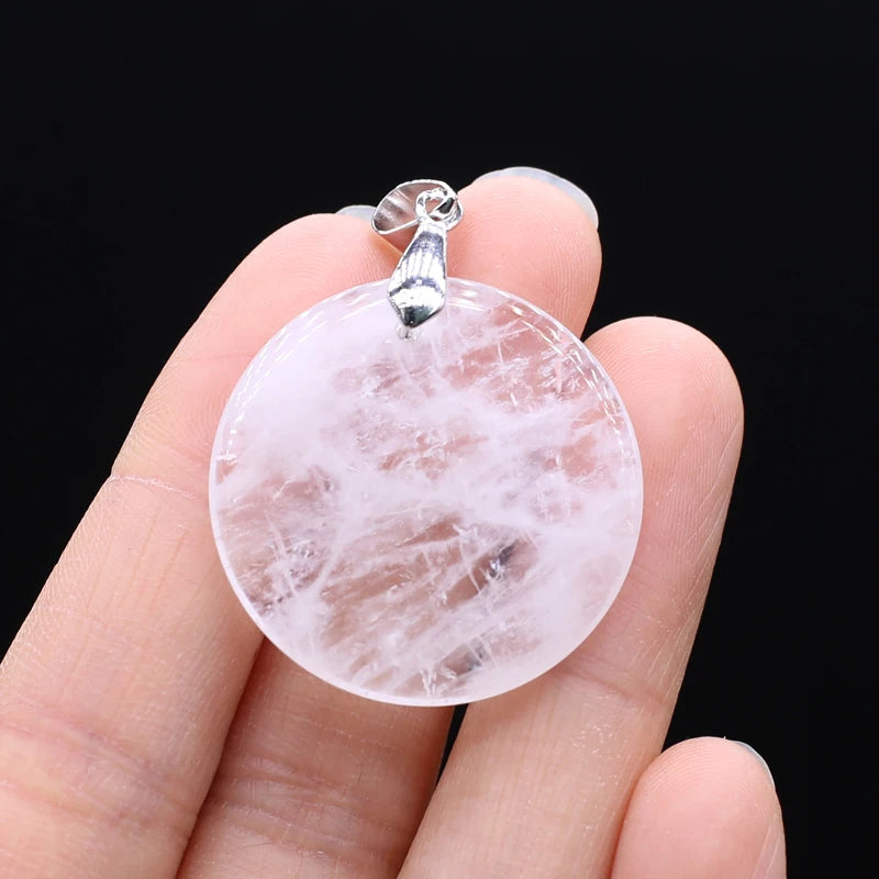 Natural Stone Agates Pendants Big Round Lapis lazuli Tiger Eye Charmsfor Jewelry Making Diy earring necklace accessories