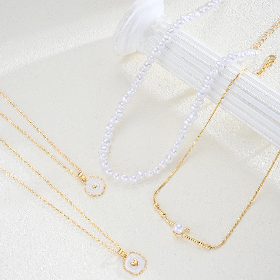Pearl and Starfish Shell Layered Necklace