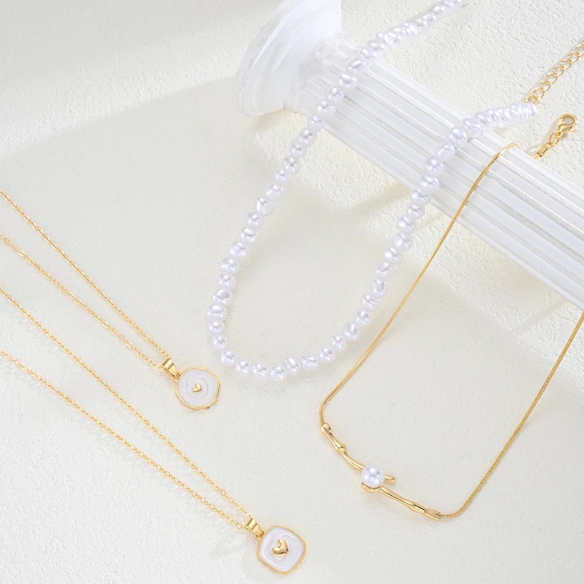 Fashion Boho Pearl Multilayer Necklace Set for Women Gold Plated Starfish Shell Pendant Choker Beach Party Vacation Jewelry 2026