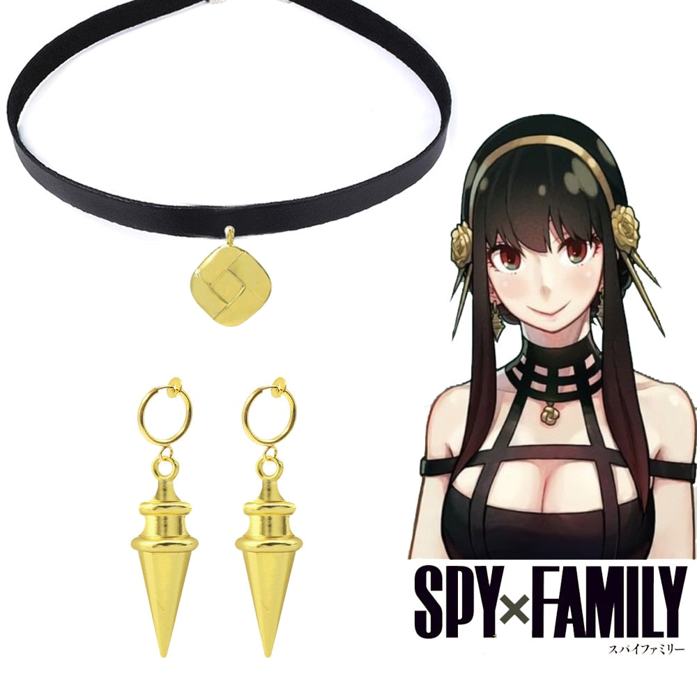 Anime SPY×FAMILY Yor Forger Cosplay Earrings Drop Golden Tapered Punk Women Ear Clips Fans Costumes Jewelry Gift