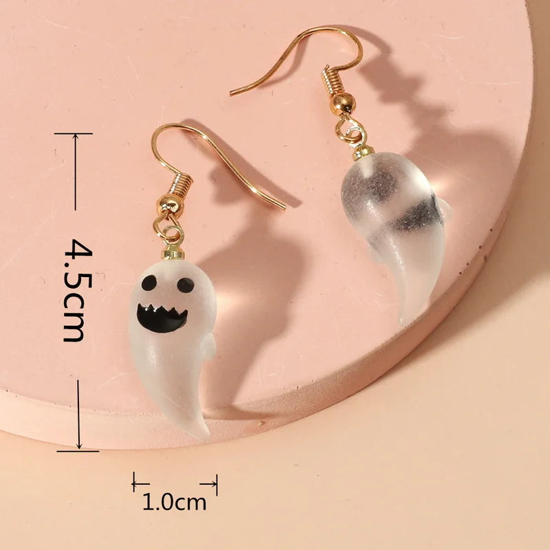Cute Resin Ghost Dangle Earrings for Women Charm Transparent Spirit Drop Earrings Girls Party Halloween Jewelry Accessories - Charlie Dolly