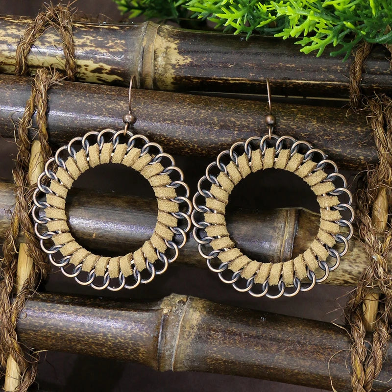 Ethnic Vintage Bohemian Drop Danlge Women's Earrings Bead Wooden Tassel Round Geometric Flower Leaf Long Boho Earrings Jewelry