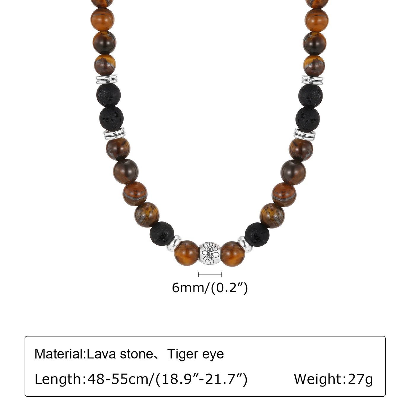 Natural Stone Unisex Beaded Necklace