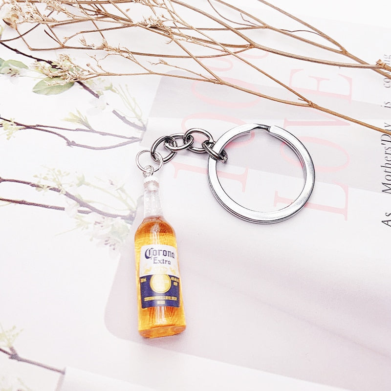 Wine Bottle Keychain Resin Simulation Mini Beer Cocktail Men Women Boyfriend Key Chain Alcohol Lovers Father's Day Gift - Charlie Dolly