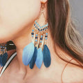 Bohemian Ethnic Feather Women's Earrings Long Drop Dangle Wedding Jewelry Indian Gold Color Handmade Beaded Earrings Pendientes - Charlie Dolly