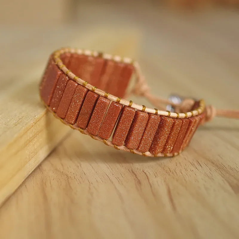 Women Men Boho Leather Wrap Bracelet & Bangle Natural Amazonite Stone Beaded Bohemia Charm Bracelet Handmade Jewelry Gift