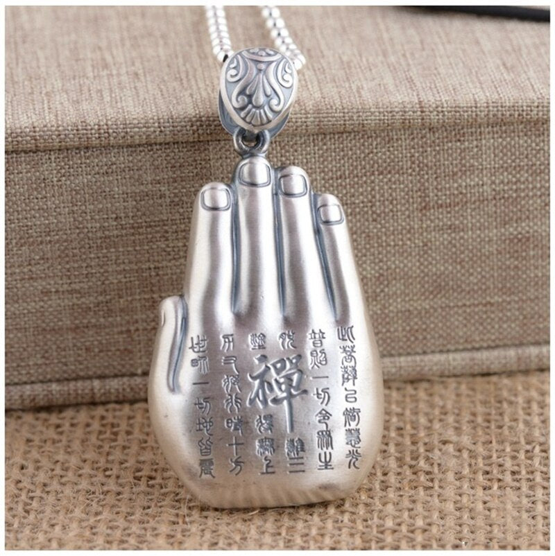 Retro Eight Patronus Buddha Pendant Necklace For Men Jewelry Ethnic Trendy Silver 925 Chain Necklace Male Party Accessories Gift - Charlie Dolly