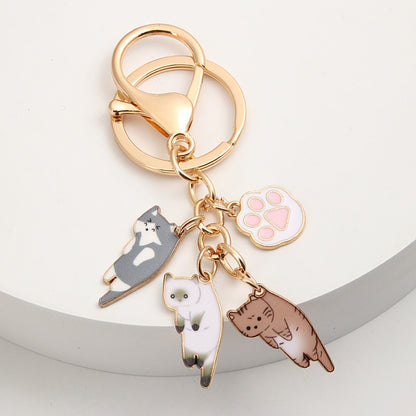 Kawaii Cat Keychain Pet Paw Key Ring Animal Footprint Key Chains Souvenir Gifts For Women Men Cay Keys DIY Handmade Jewelry