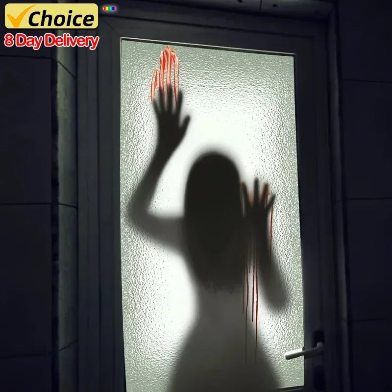 2024 New Halloween New Horror Glass Window Decorative Stickers Pvc Stickers Horror Female Ghost Blood Hand Props Wall Stickers - Charlie Dolly