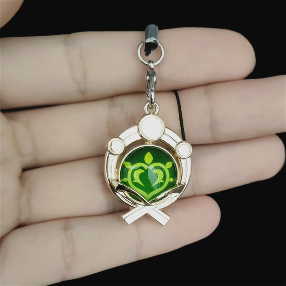 Game Genshin Impact Keychain Luminous 7 Element Double-Side Glass Pendant Weapons Eye Of Original Keyring Phone Charms Souvenir - Charlie Dolly