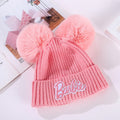 Barbie Parent-Child Baby Knitted Hat Soft Elastic Winter Protection Children Woolen Hats Cute Fur Ball Cotton Hat Pullover Gifts - Charlie Dolly