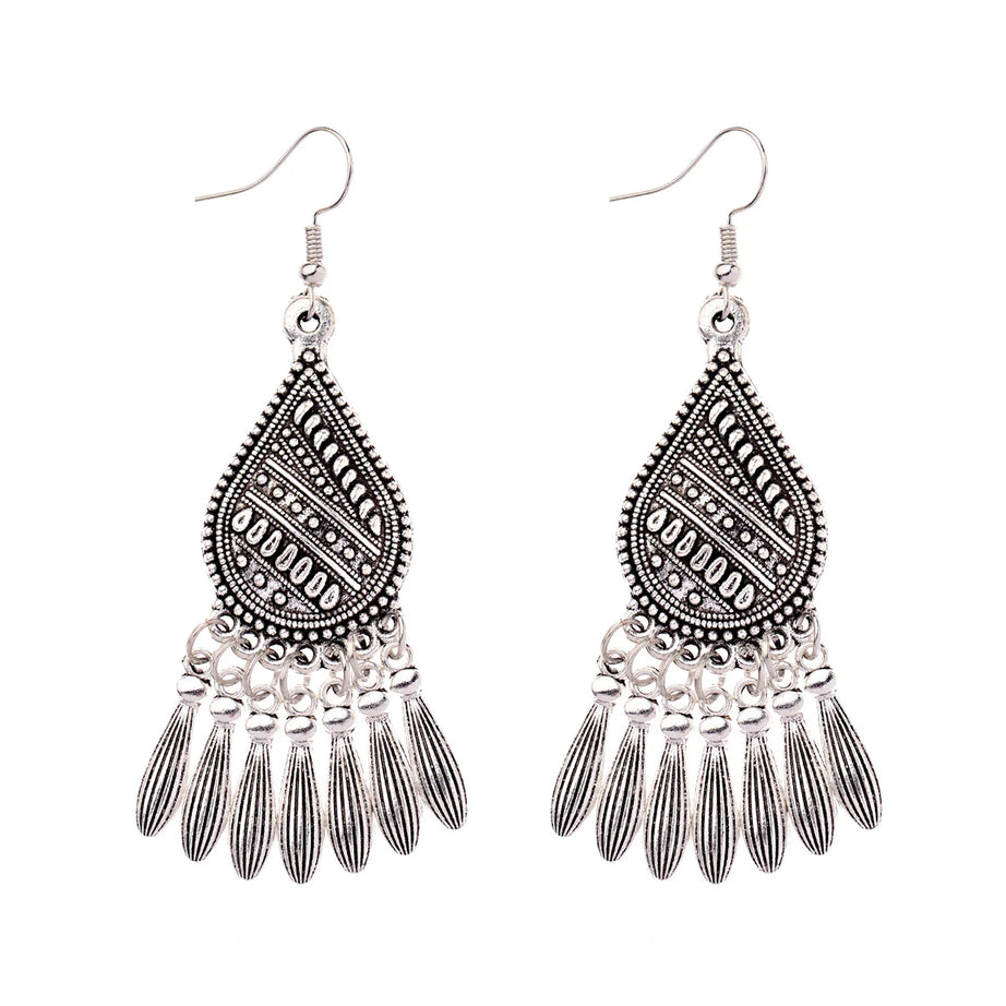 Afghan Silver Plated Ethnic Earrings Jewelry