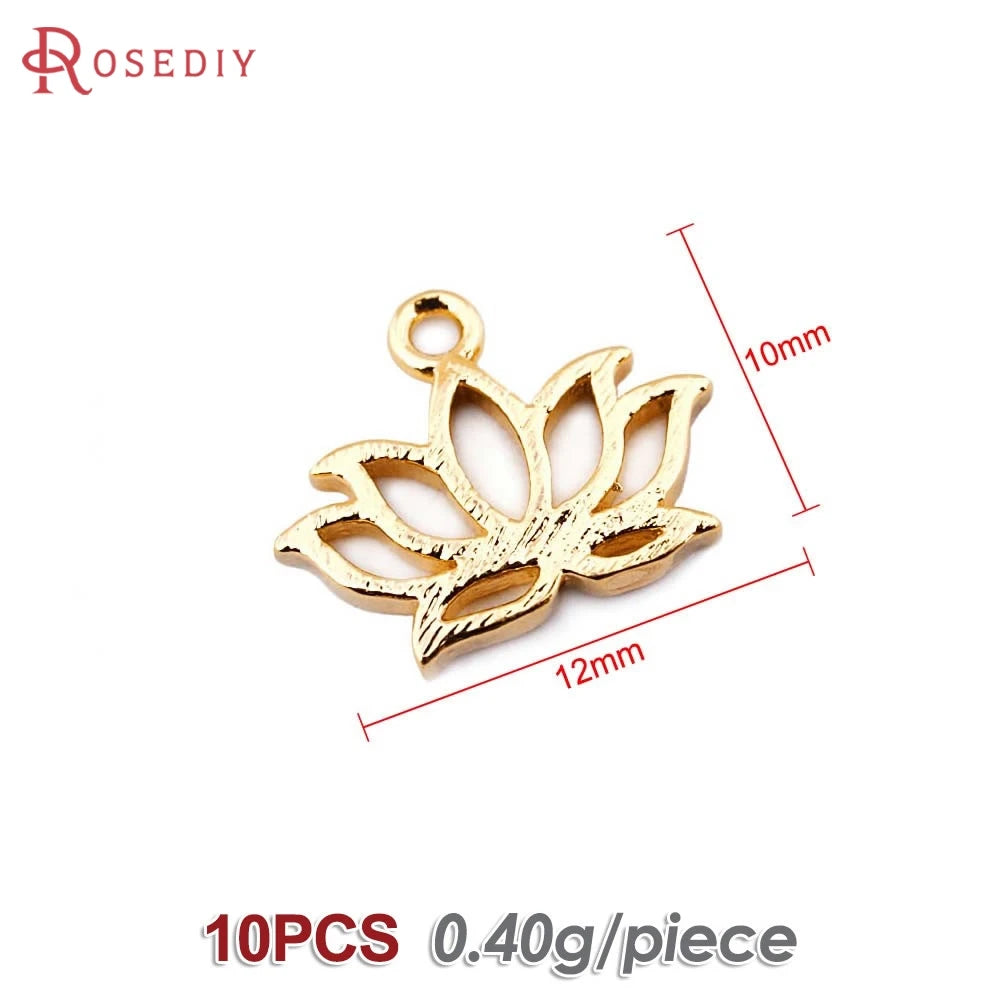 18K Gold Color Brass Lotus Flower Charms Pendants High Quality Diy Necklace Earrings Jewelry Making Accessories