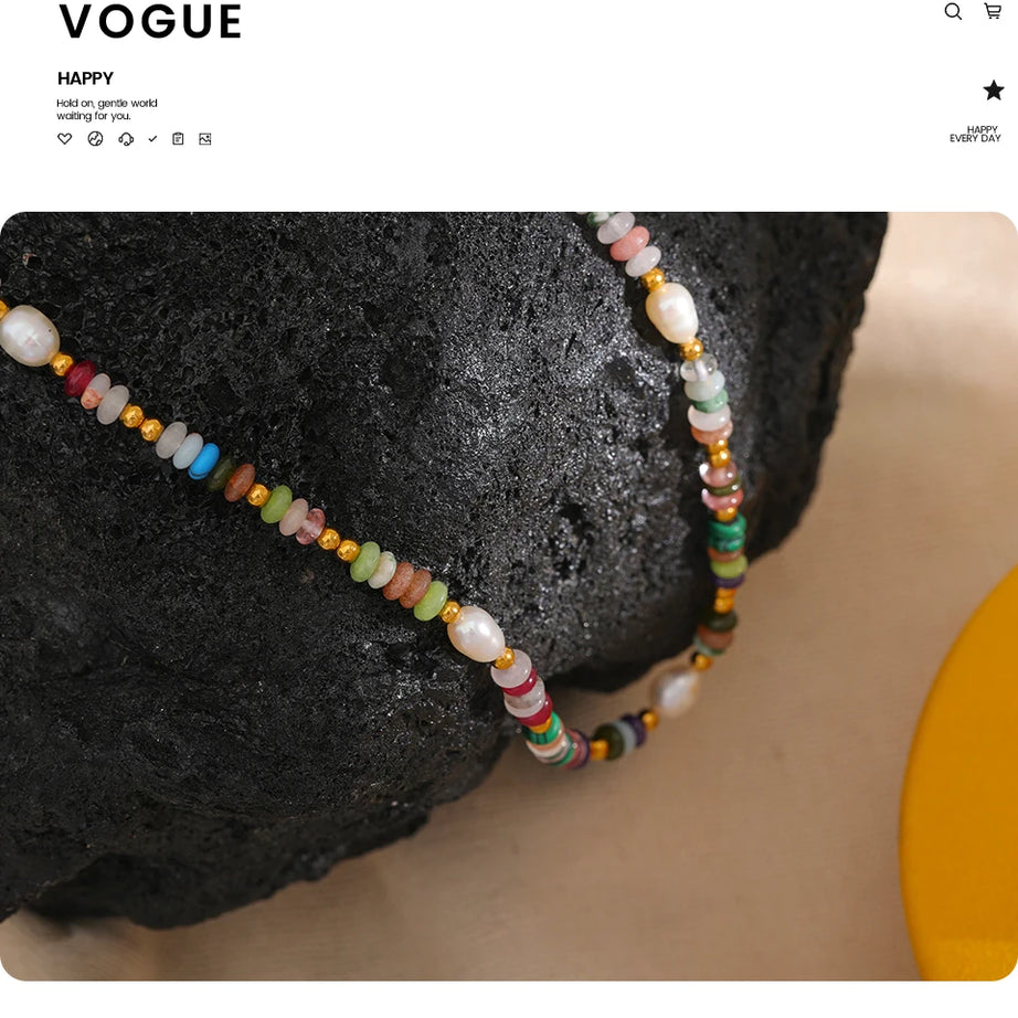 Natural Pearl Stone Boho Necklace