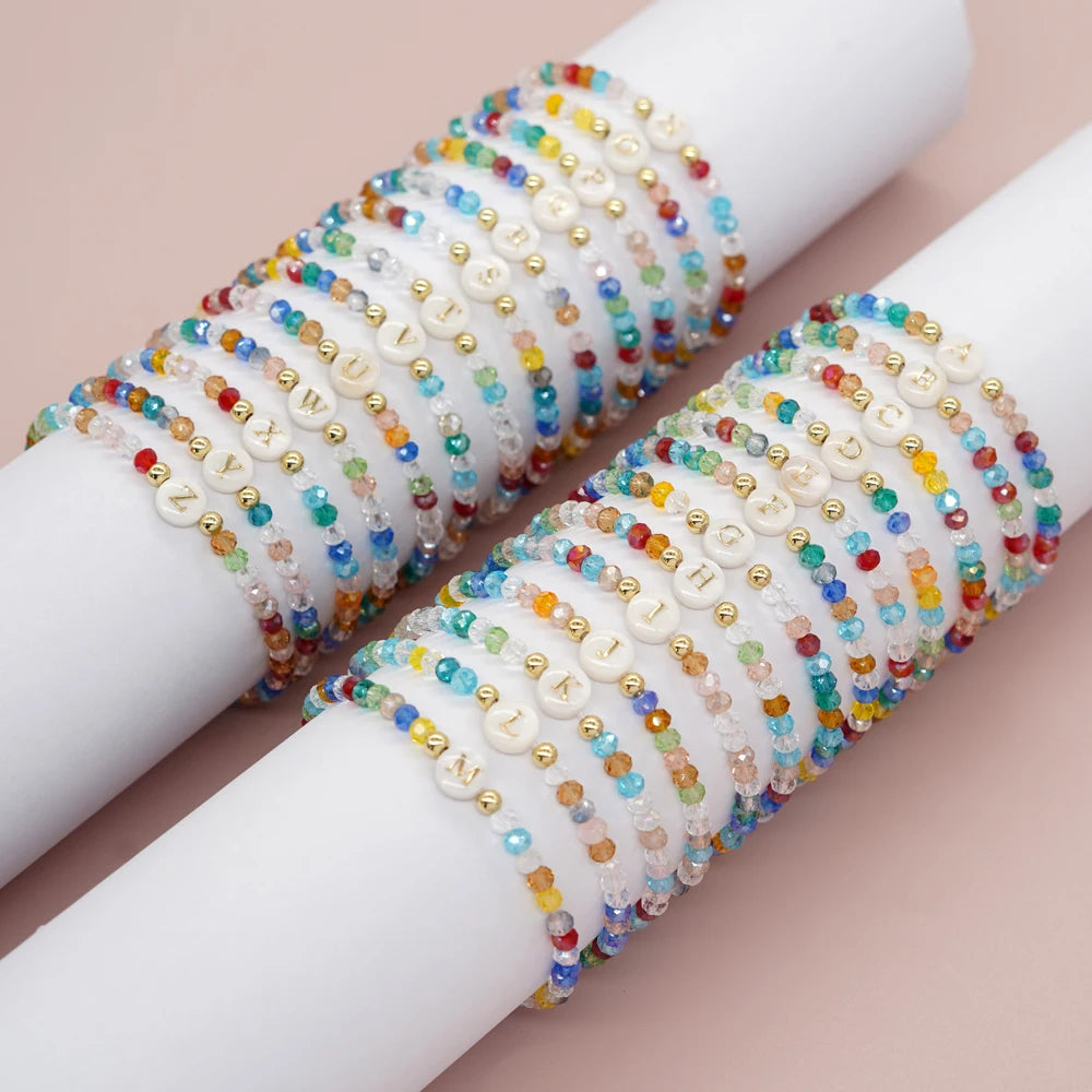 Go2Boho Crystal Shell Letter A-Z Bracelets for Women Boho Summer Beach Lucky Fashion Trend Jewelry Accessories Surprise Gifts