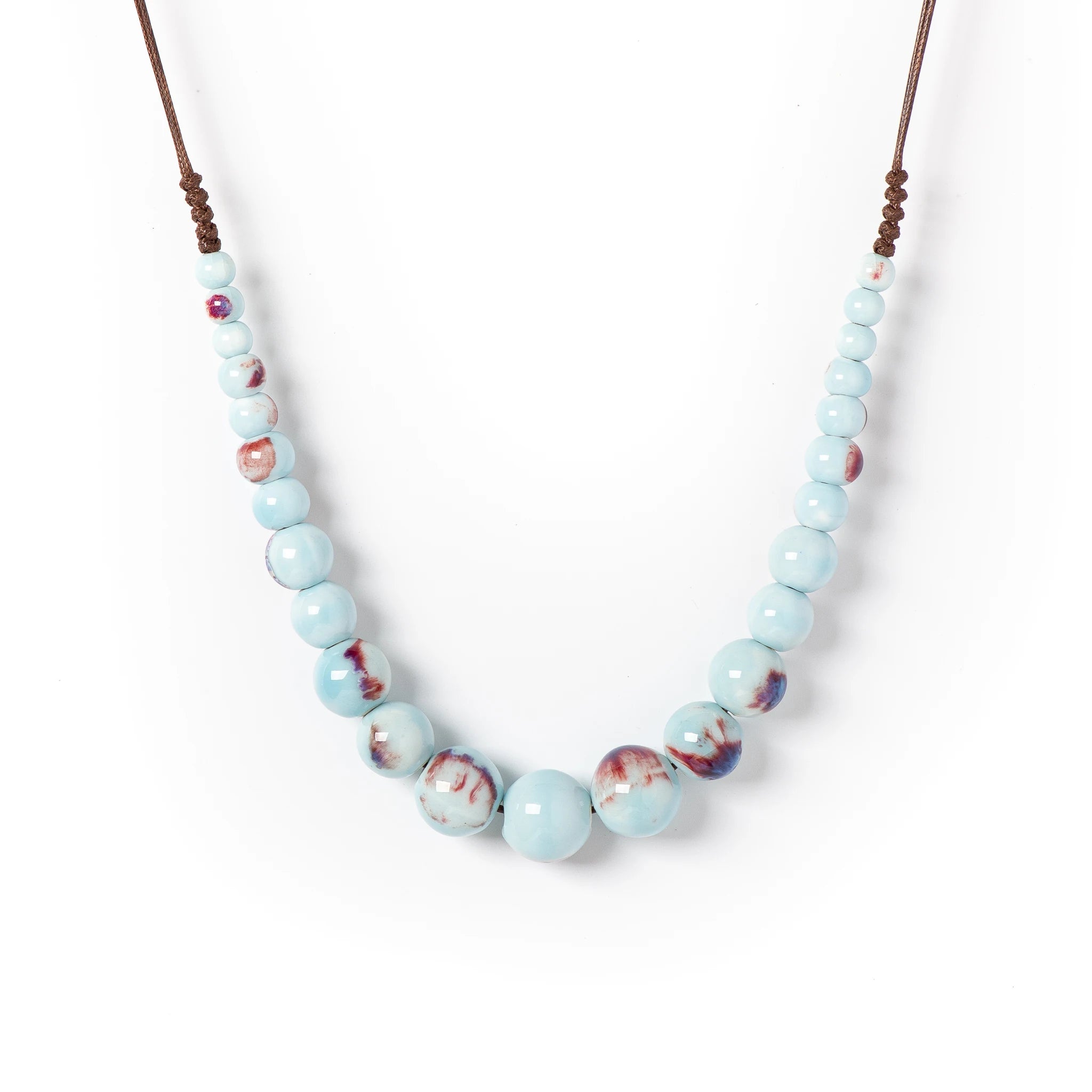 Vintage Ceramic Bead Adjustable Long Necklace Jewelry
