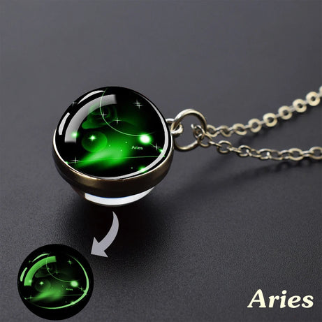 Zodiac Constellation Glow-in-the-Dark Pendant Necklace, Luminous Astrology Talisman