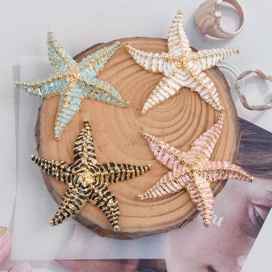 Enamel Starfish Big Statement Earrings Jewelry