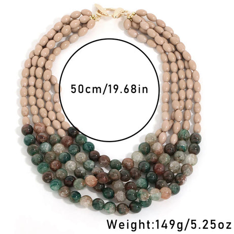 Gradient Bead Multilayer Statement Necklace Jewelry