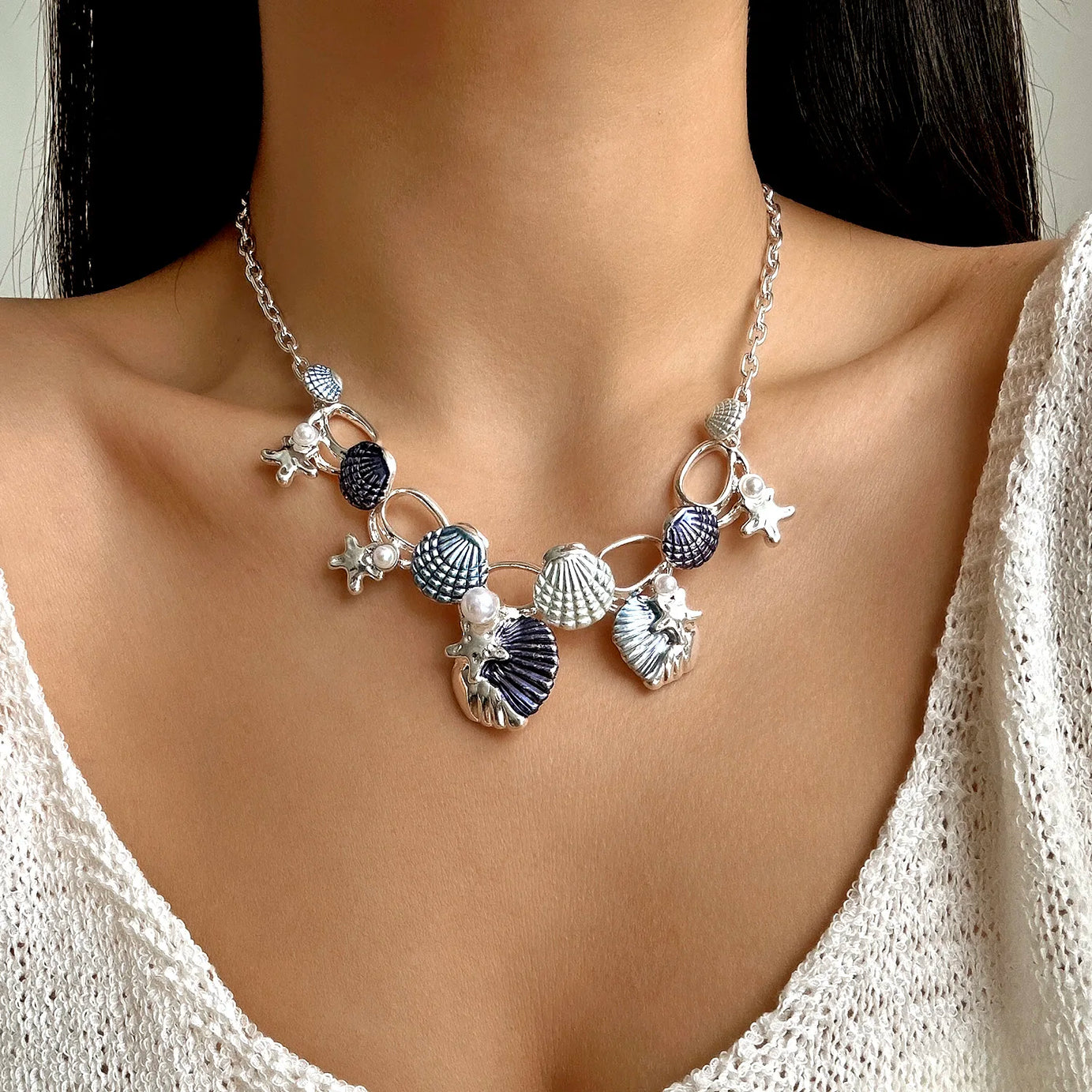 Starfish, Coral and Pearl Zircon Choker, Bracelet or Earring Set