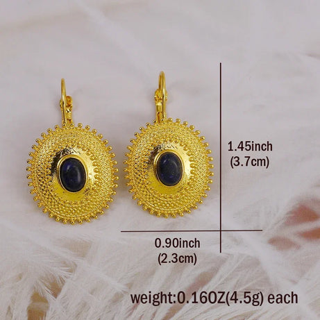 Fashion Women's Lapis Lazuli Earrings Wedding Engagement Golden Leverback Earrings Birthday Party Anniversary Gift - Charlie Dolly